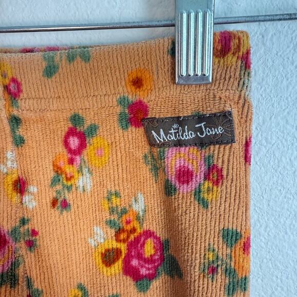Matilda Jane HAYRIDE Leggings Size 6 Orange Floral Velour Ruffle Hem - Picture 3 of 6